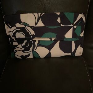 Vera Bradley Imperial Rose Trifold Make-Up Brush Travel Case | Black & Green